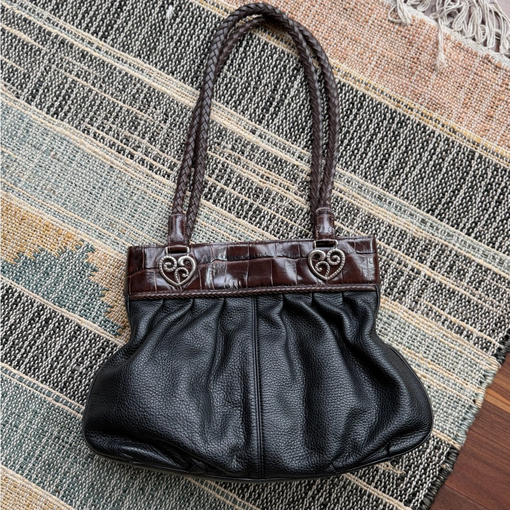 Brighton Handbag Black & Brown faux reptile